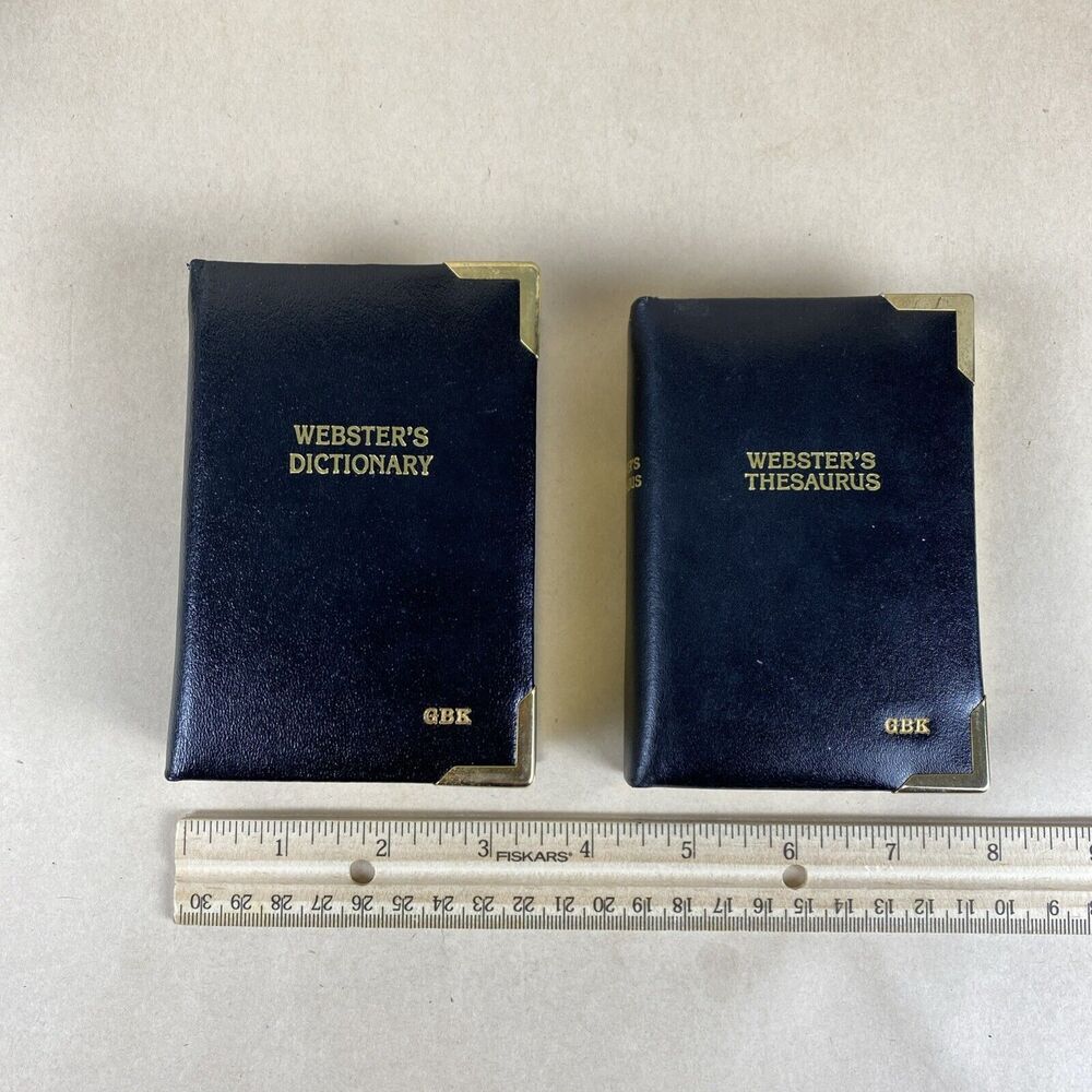 WEBSTER’S Dictionary, WEBSTER’S THESAURUS REAL LEATHER MADE IN ENGLAND RARE FIND